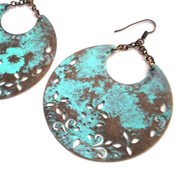 Hand Painted Crescent Moon Bohemian Earrings - Picture 1 of 3